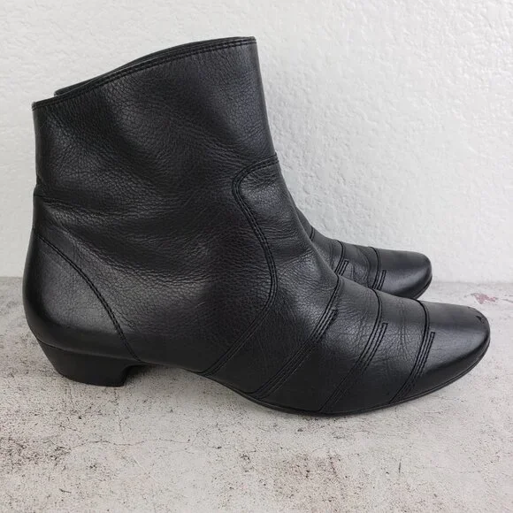 Paul Green Munchen Boots Black Leather Ankle Booties size US 7 - Picture 2 of 13